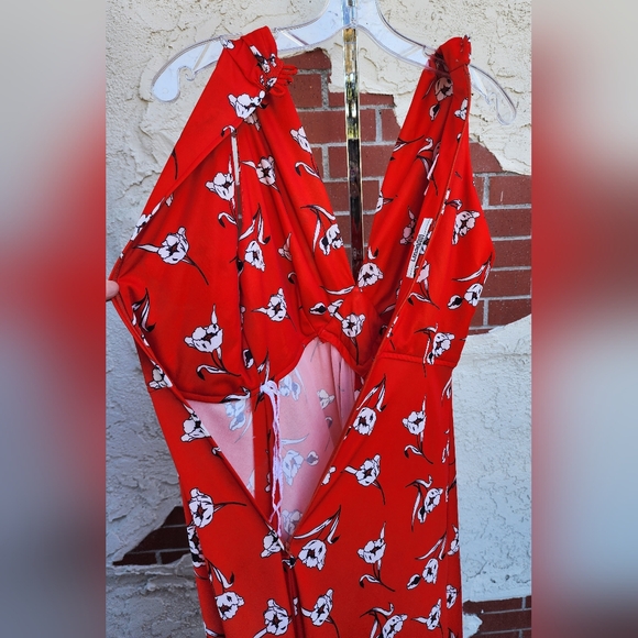 XS ?? Vintage 70's halter Red polyester Sleeveless Dress UNION MADE in USA - Picture 12 of 16